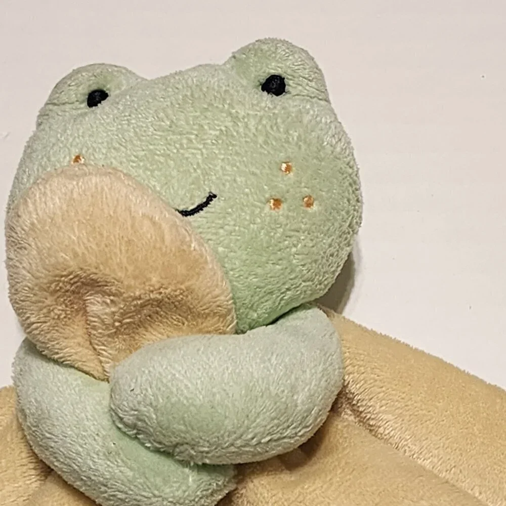 Just One Year CUTIE yellow green frog  lovey security blanket rattle